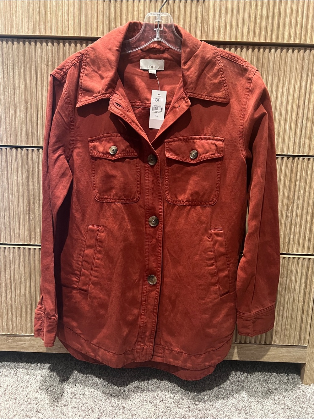 LOFT Rustic Red Utility Jacket with Button Front
